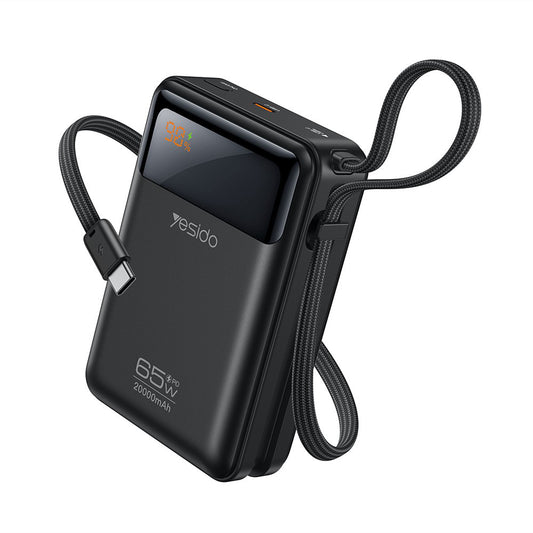 Yesido YP97 Ekstern Batteri, 20000mAh, 65W, PD, 2 x USB-C, Grå
