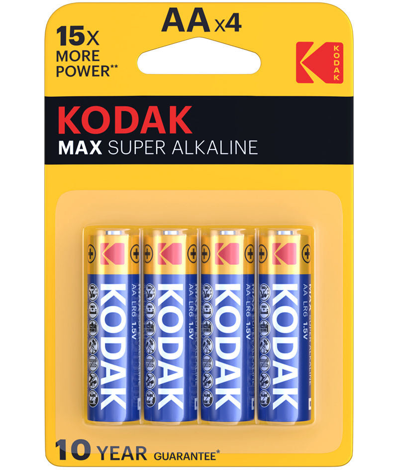 Batteri Kodak Max Alkaline, AA / LR6, Sett med 4 stk EKSTD30952867P4