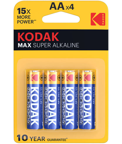 Batteri Kodak Max Alkaline, AA / LR6, Sett med 4 stk EKSTD30952867P4