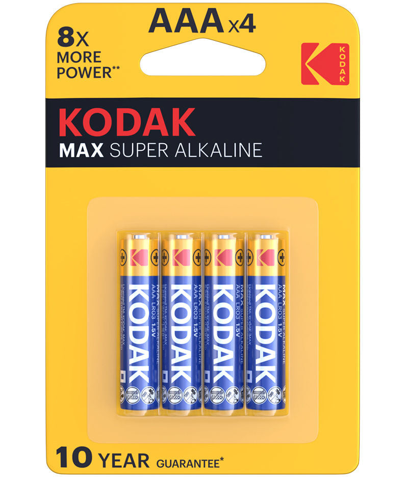 Kodak Max Alkaline batteri, AAA / LR3, Sett med 4 stk EKSTD30952812P4