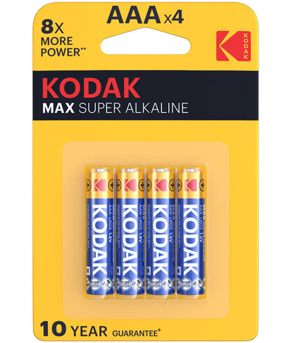 Kodak Max Alkaline batteri, AAA / LR3, Sett med 4 stk EKSTD30952812P4