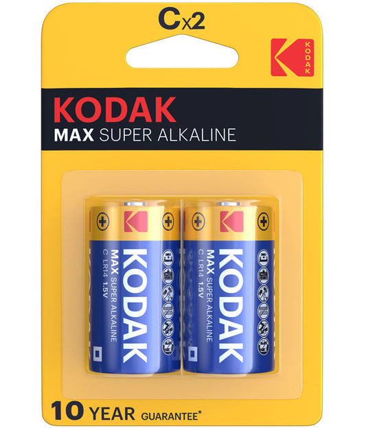 Kodak Max Alkaline batteri, LR14 Sett med 2 stk