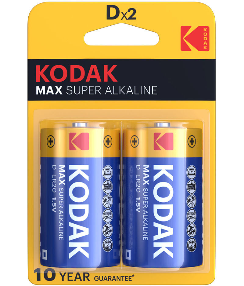 Batteri Kodak Max Alkaline, LR20, Sett med 2 stk
