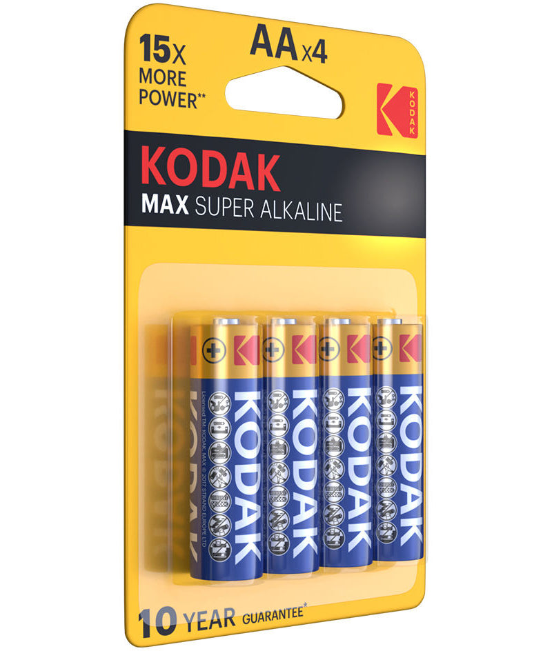 Batteri Kodak Max Alkaline, AA / LR6, Sett med 4 stk EKSTD30952867P4