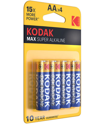 Batteri Kodak Max Alkaline, AA / LR6, Sett med 4 stk EKSTD30952867P4