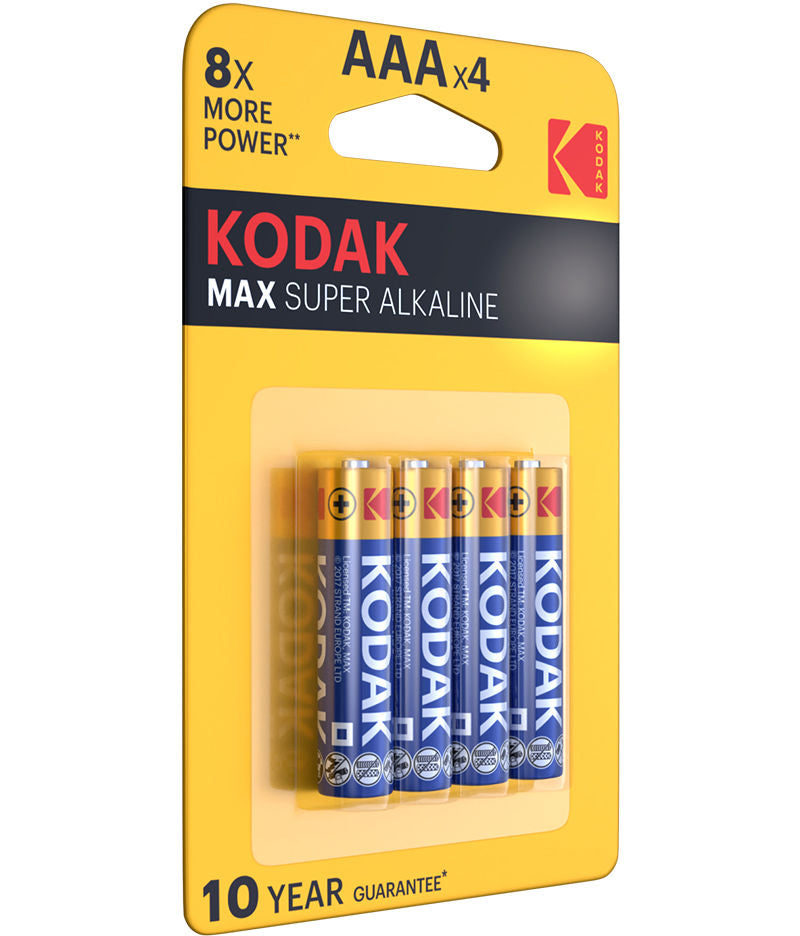 Kodak Max Alkaline batteri, AAA / LR3, Sett med 4 stk EKSTD30952812P4
