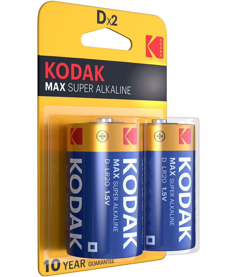 Batteri Kodak Max Alkaline, LR20, Sett med 2 stk