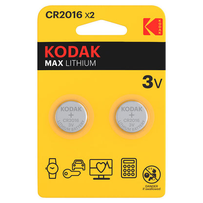 Kodak Max Lithium-batteri, CR2016, sett med 2 stk