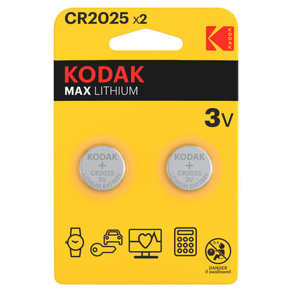Kodak Max Lithium-batteri, CR2025, sett med 2 stk