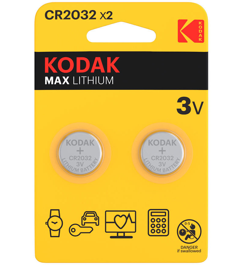 Batteri Kodak Max Lithium, CR2032, Sett med 2 stk