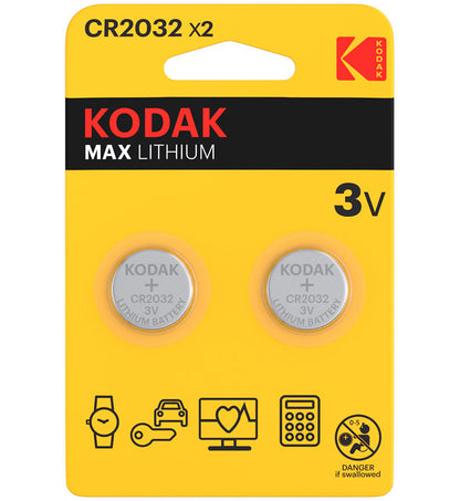 Batteri Kodak Max Lithium, CR2032, Sett med 2 stk
