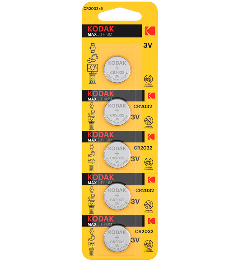 Batteri Kodak Max Lithium, CR2032, Sett med 5 stk
