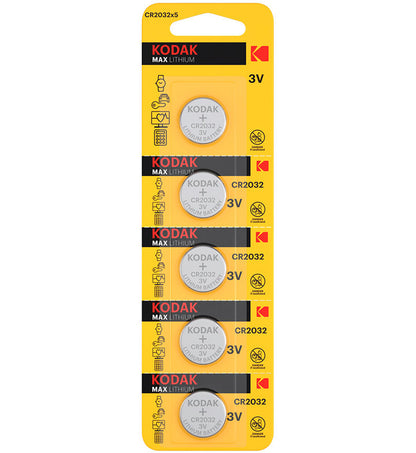 Batteri Kodak Max Lithium, CR2032, Sett med 5 stk