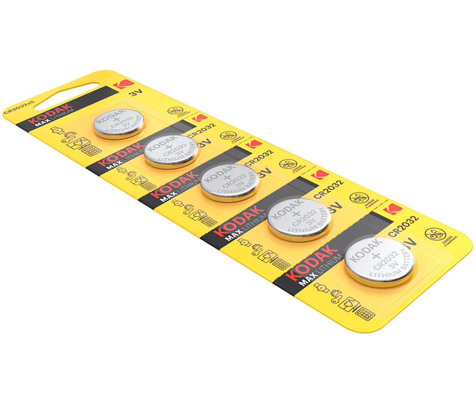Batteri Kodak Max Lithium, CR2032, Sett med 5 stk