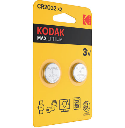 Batteri Kodak Max Lithium, CR2032, Sett med 2 stk