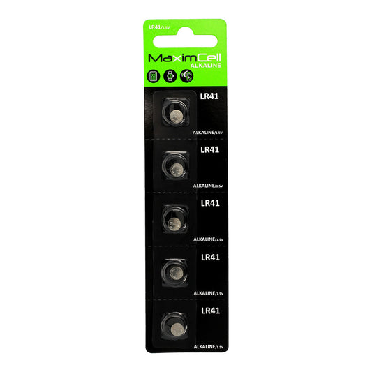 MaximCell batteri, LR41 / AG3, Sett med 5 stk