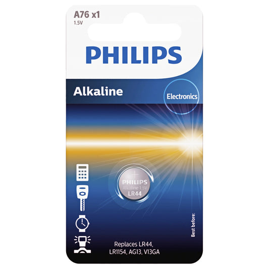 Philips-batteri, V13GA / LR44 Phil-A76/01B