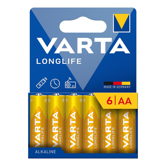 Varta Longlife 13298 batteri, AA / LR6, Sett med 6 stk