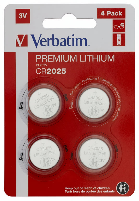 Verbatim Premium-batteri, CR2025, Sett med 4 stk 49532