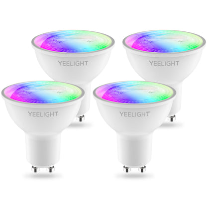 LED-pære Yeelight W1, Wi-Fi, GU10, 4.5W, 2700K - 6500K, 350lm, Sett med 4 stykker, Flerfarget YLDP004-A
