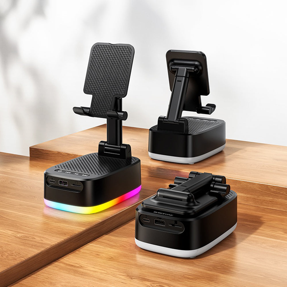 Borofone BR200 Marea 2i1 Bluetooth-høyttaler, 5W, TWS, RGB, Svart