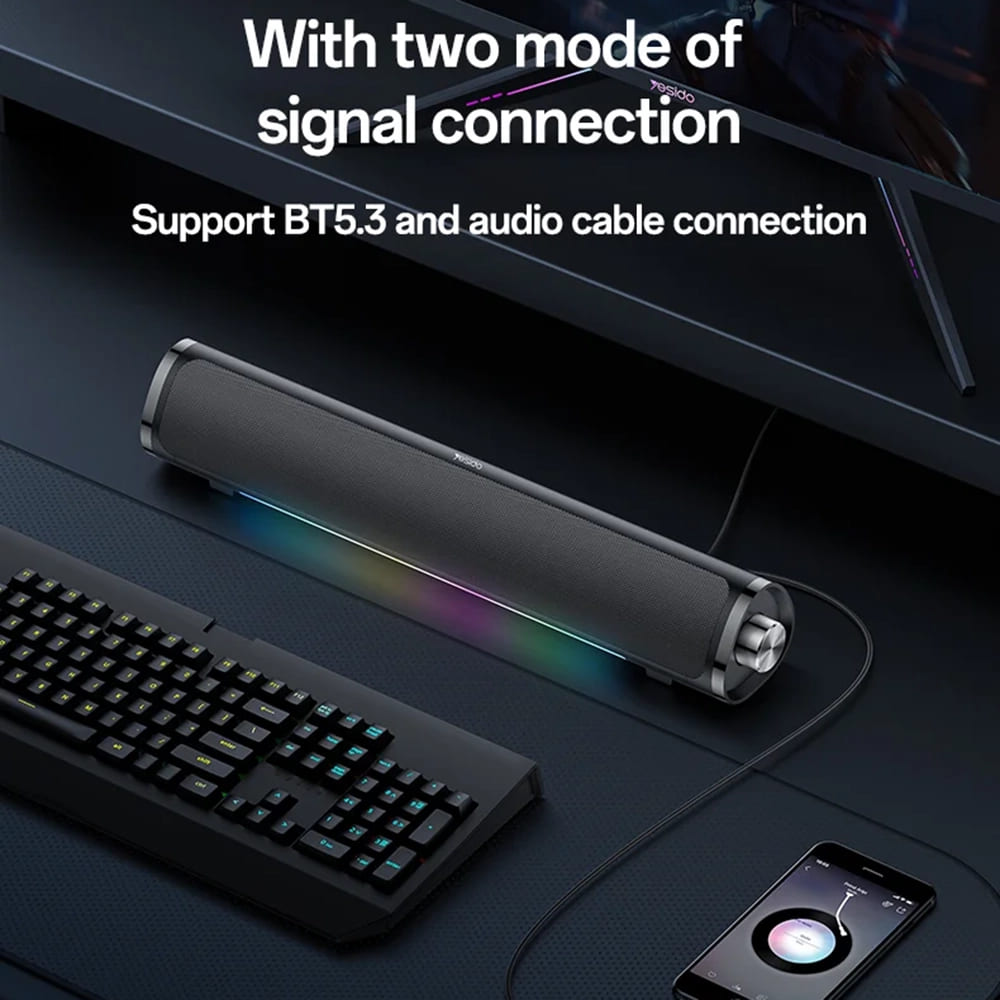 Bluetooth-høyttaler Yesido YSW27, 10W, RGB, Svart