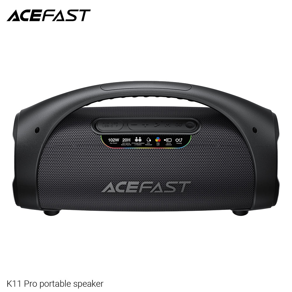 Bærbar Bluetooth-høyttaler Acefast K11 Pro, 102W, RGB, TWS, vanntett, svart