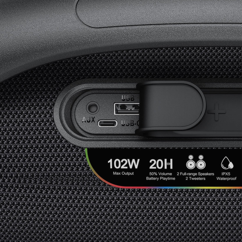 Bærbar Bluetooth-høyttaler Acefast K11 Pro, 102W, RGB, TWS, vanntett, svart