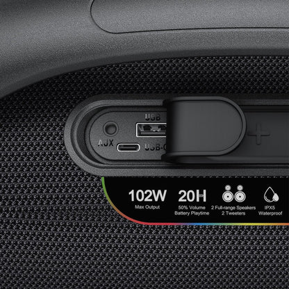 Bærbar Bluetooth-høyttaler Acefast K11 Pro, 102W, RGB, TWS, vanntett, svart