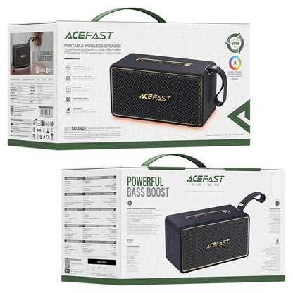 Bærbar Bluetooth-høyttaler Acefast K3 Max, 80W, RGB, Vanntett, Svart