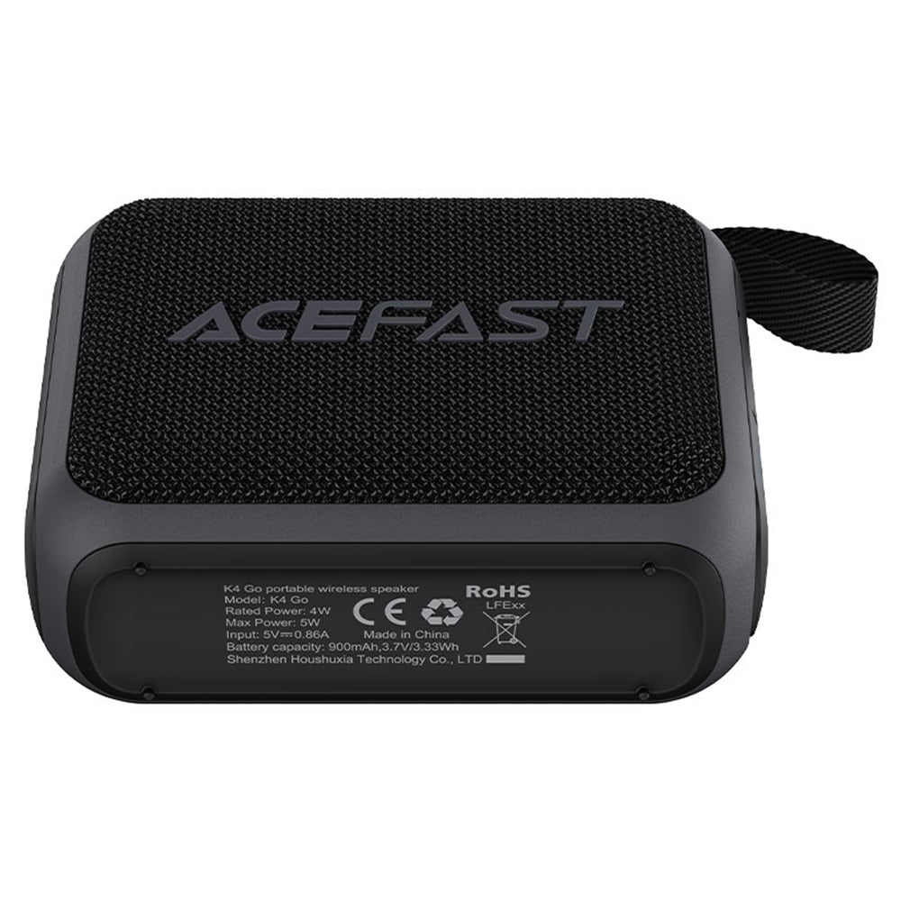 Bærbar Bluetooth-høyttaler Acefast K4 Go, 5W, Vanntett, Svart