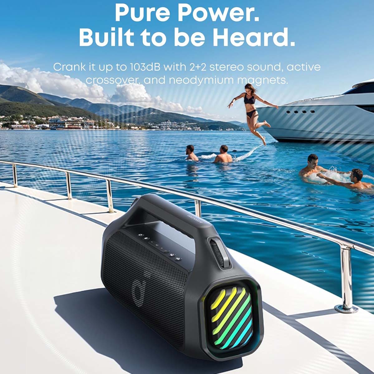 Bærbar Bluetooth-høyttaler Anker SoundCore Boom 2 Pro, 140W, TWS, RGB, Vanntett, Svart A3134A11
