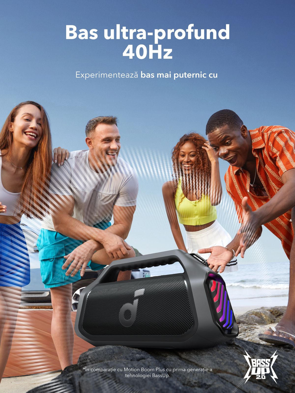 Bærbar Bluetooth-høyttaler Anker SoundCore Boom 2 Plus Ny Versjon, 140W, TWS, RGB, Vanntett, Svart A3134012