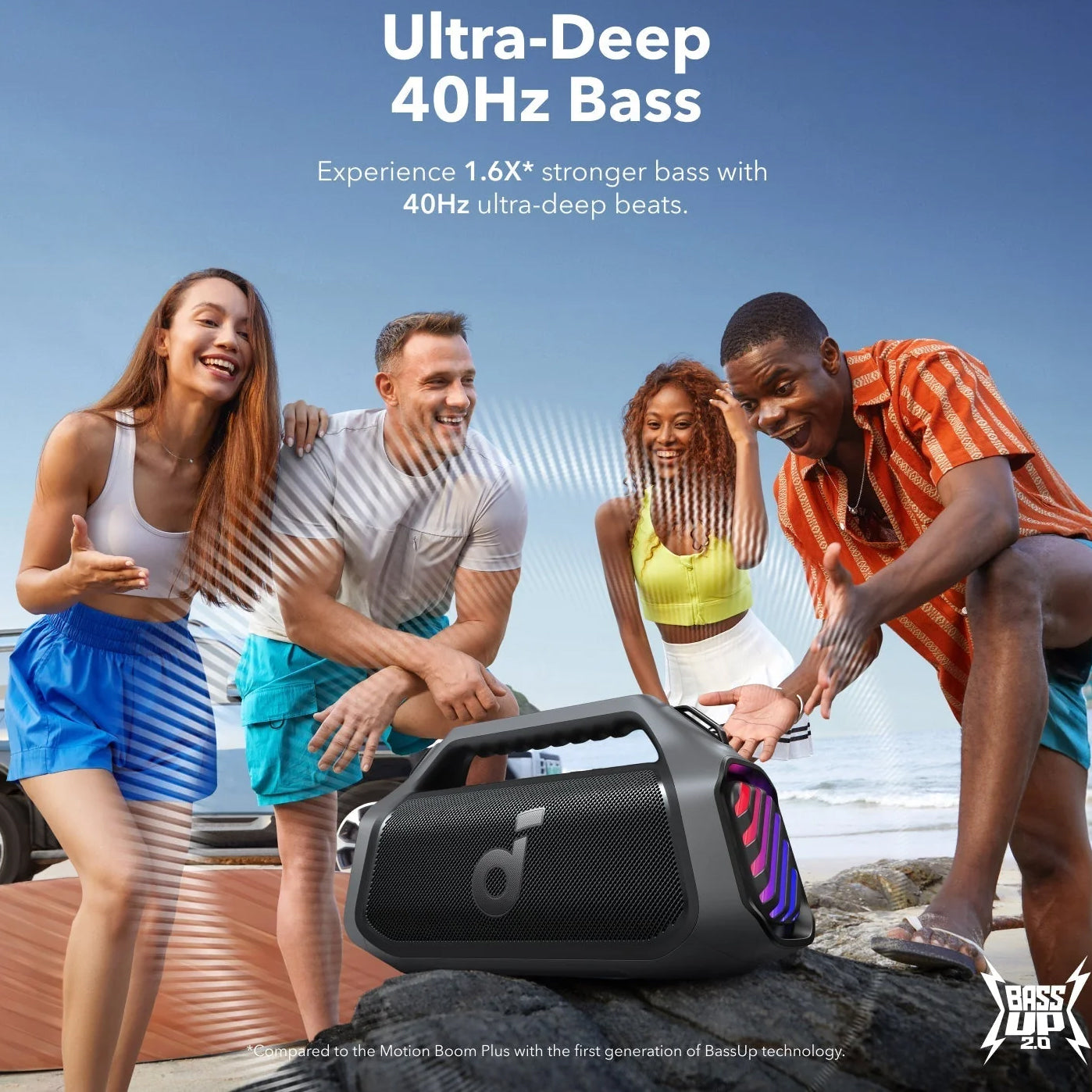 Bærbar Bluetooth-høyttaler Anker SoundCore Boom 2 Plus, 140W, TWS, RGB, Vanntett, Svart A3134011