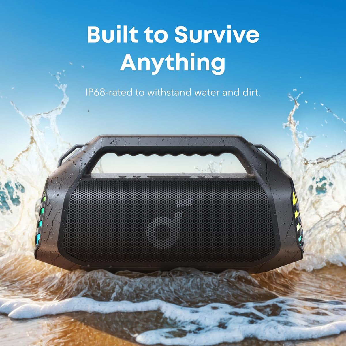 Bærbar Bluetooth-høyttaler Anker SoundCore Boom 2 Pro, 140W, TWS, RGB, Vanntett, Svart A3134A11