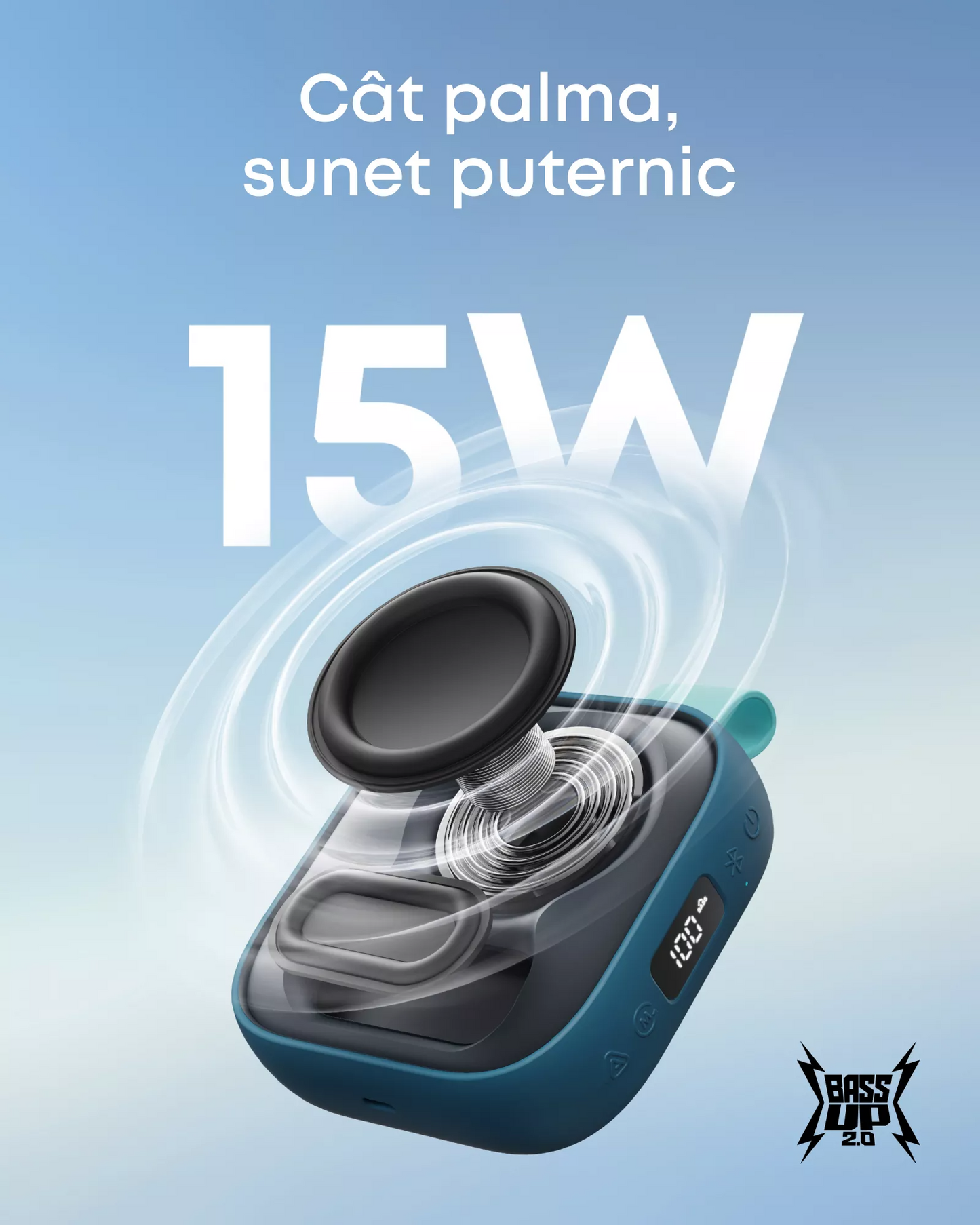 Bærbar Bluetooth-høyttaler Anker SoundCore Boom Go 3i, 15W, TWS, RGB, Vanntett, Blå, Reseglet D5103030