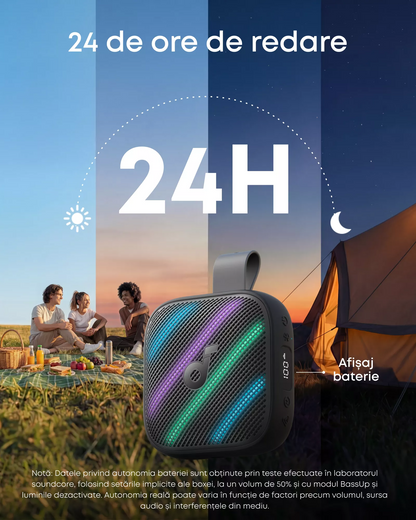 Bærbar Bluetooth-høyttaler Anker SoundCore Boom Go 3i, 15W, TWS, RGB, Vanntett, Svart D5103010