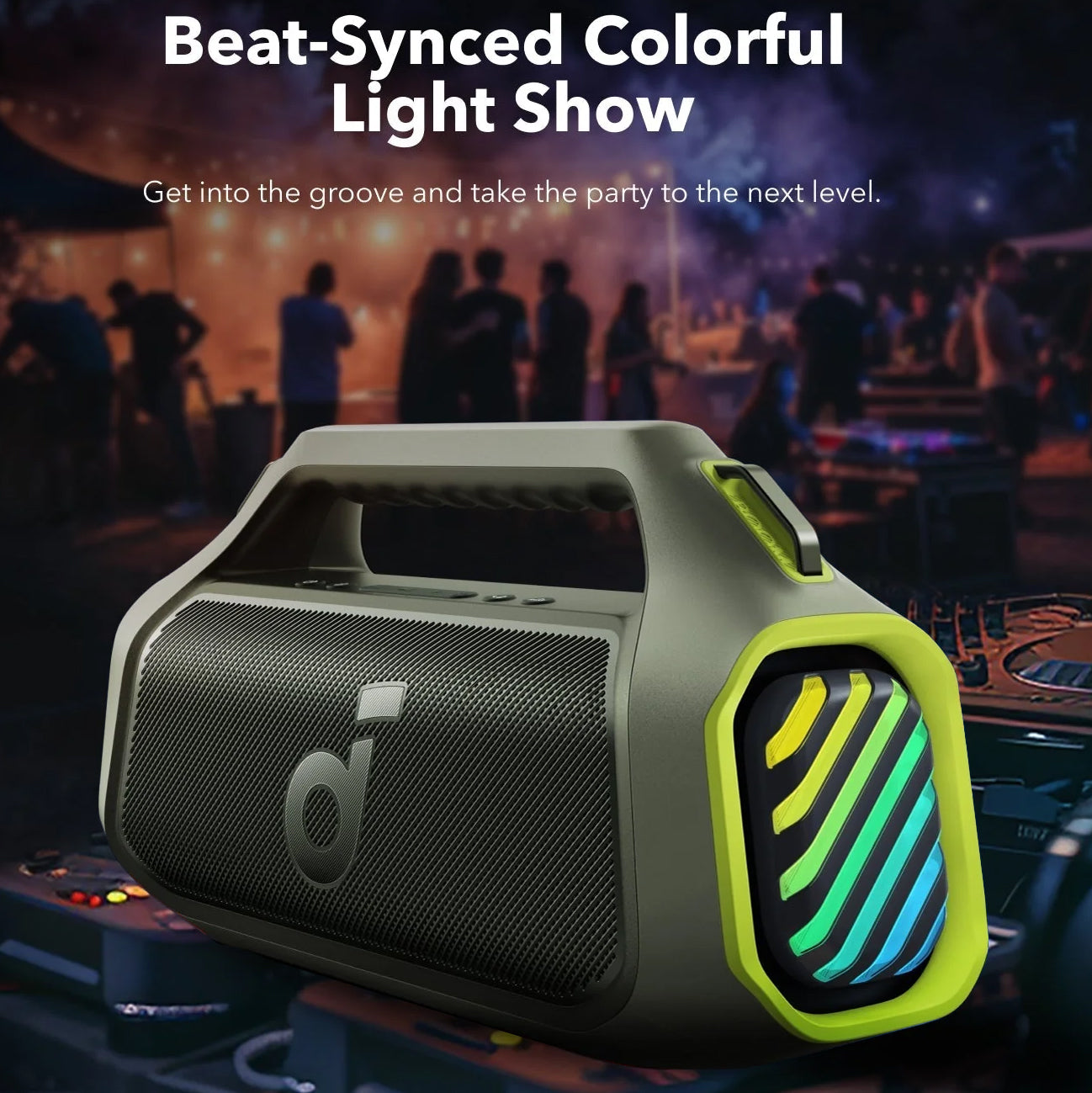 Bærbar Bluetooth-høyttaler Anker Soundcore Boom 2 Plus, 140W, RGB, vanntett, grønn A3134061 