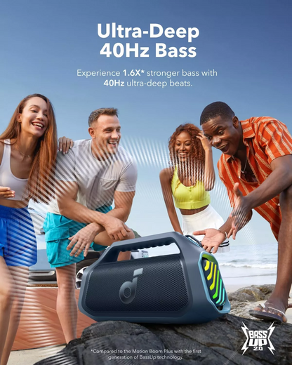 Bærbar Bluetooth-høyttaler Anker SoundCore Boom 2 Plus Ny versjon, 140W, TWS, RGB, Vanntett, Blå A3134032