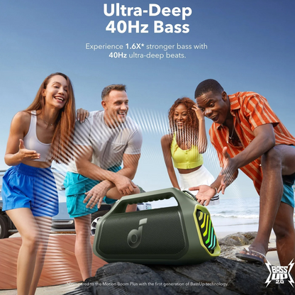 Bærbar Bluetooth-høyttaler Anker SoundCore Boom 2 Plus, 140W, TWS, RGB, Vanntett, Grønn, Reseglet A3134061