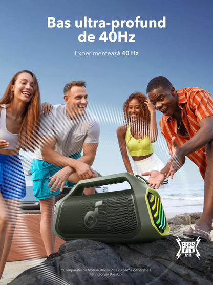 Bærbar Bluetooth-høyttaler Anker SoundCore Boom 2 Plus Ny versjon, 140W, TWS, RGB, Vanntett, Grønn A3134062