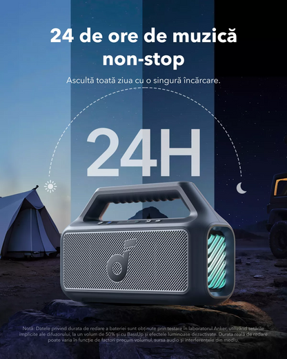 Bærbar Bluetooth-høyttaler Anker SoundCore Boom 2 Ny versjon, 80W, TWS, RGB, Vanntett, Svart A3138012