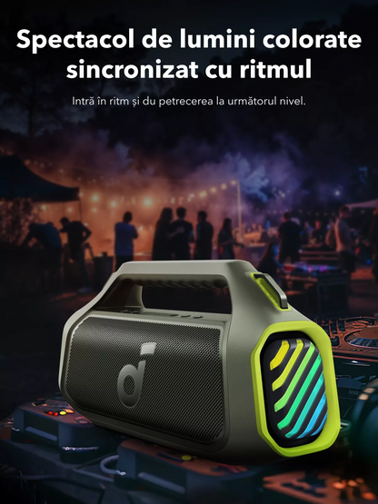 Bærbar Bluetooth-høyttaler Anker SoundCore Boom 2 Plus Ny versjon, 140W, TWS, RGB, Vanntett, Grønn A3134062