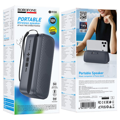 Bærbar Bluetooth-høyttaler Borofone BR108 Serenjoy, 5 W, TWS, grå