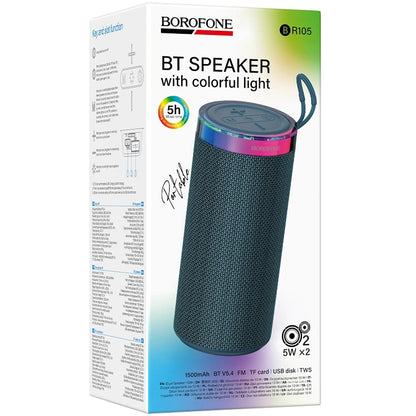 Bærbar Bluetooth-høyttaler Borofone BR105 Loud, 10W, TWS, RGB, Marineblå
