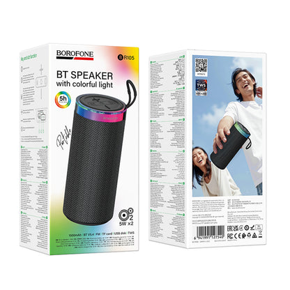 Bærbar Bluetooth-høyttaler Borofone BR105 Loud, 10W, TWS, RGB, Grå