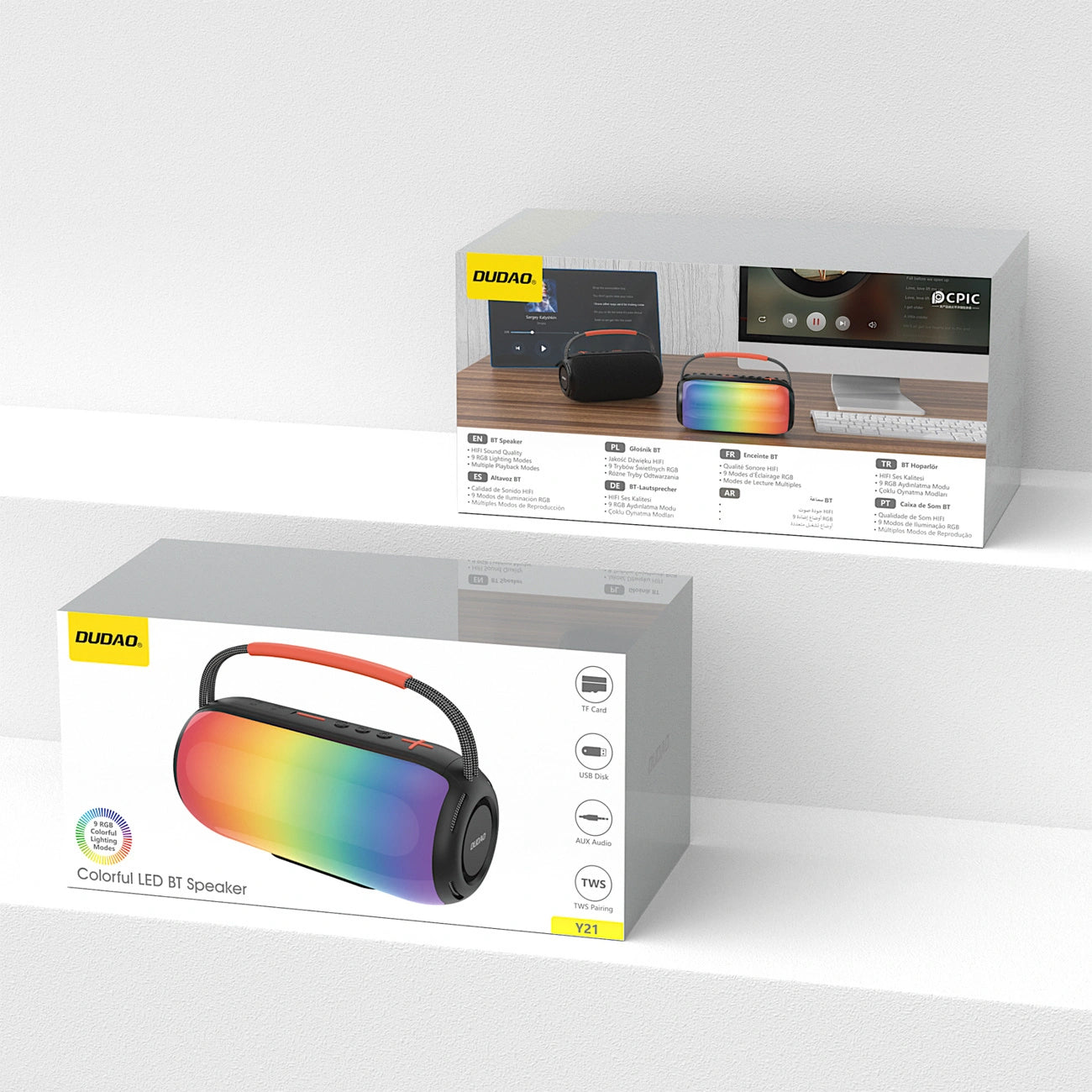 Bærbar Bluetooth-høyttaler Dudao Y21, 2 x 5W, TWS, RGB, Svart