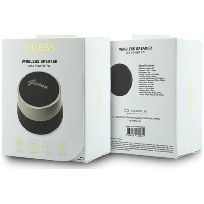 Bærbar Bluetooth-høyttaler Guess Script Metal Logo, 5W, TWS, Svart