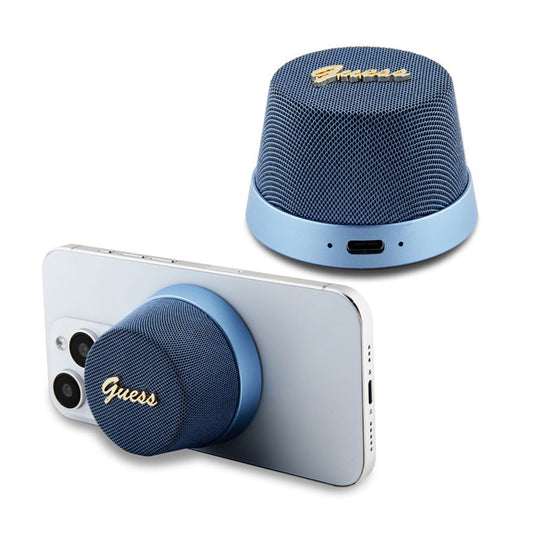 Bærbar Bluetooth-høyttaler Guess Stand Magnetic Script Metal, 3W, Blå