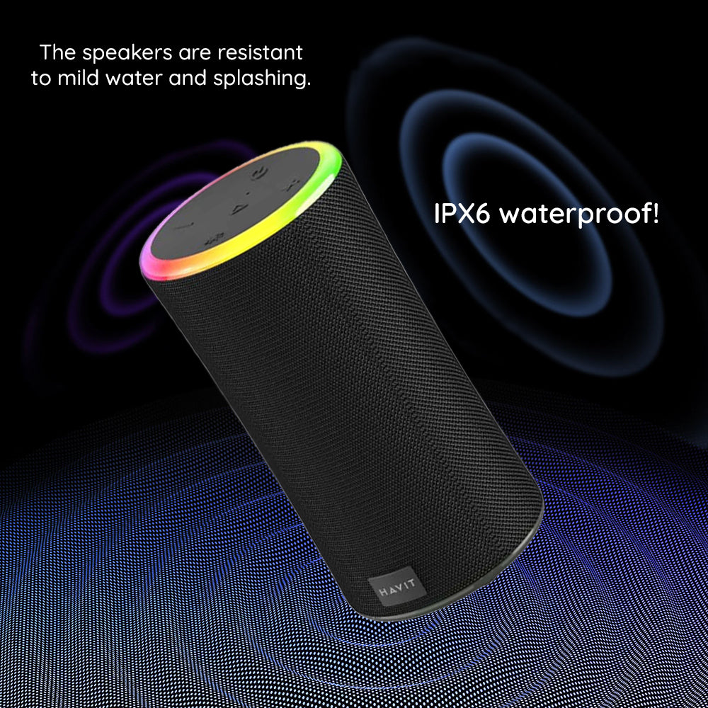 Bærbar Bluetooth-høyttaler HAVIT SK833BT, 2 x 10W, RGB, Vanntett, Svart